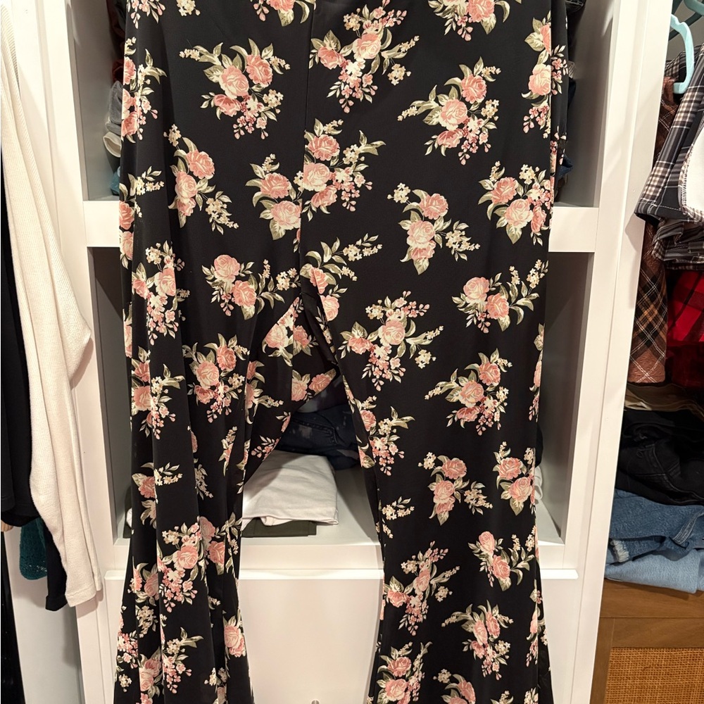 Torrid Black Floral Boot Cut Pants